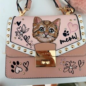 Aldo Blush Pink Embellished Cat Crossbody Bag